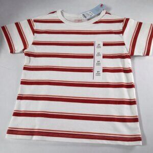 Cat & Jack Toddler Boys' Short Sleeve T-Shirt Cream & Red Stripes 3T, NWT